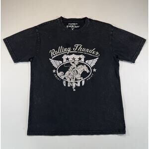Ariat Rolling Thunder Graphic T Shirt Women’s Medium Boyfriend Fit Black